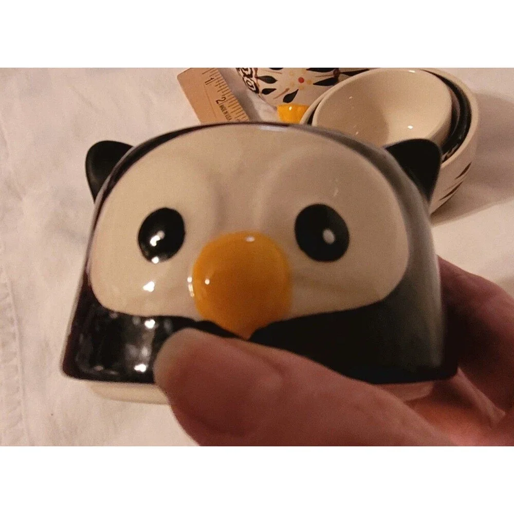 Temptations Ceramic Black Owl measuring Cups 5 Pc Set